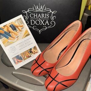 Red Textured Wedge Flats with Black Trim